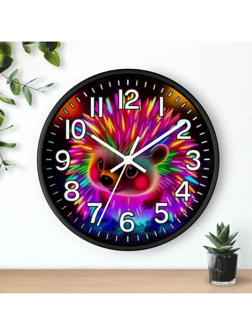 Baby Porcupine Blacklight Glow In The Dark Wall Clock New!